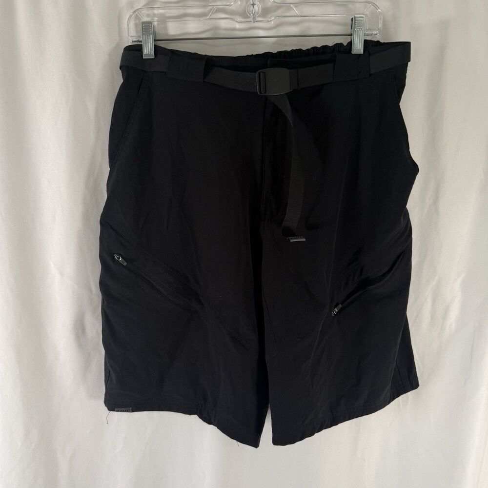 Zoic Shorts Men's XL Solid Black Belted Stretch Waist Zip Pockets 11" Inseam